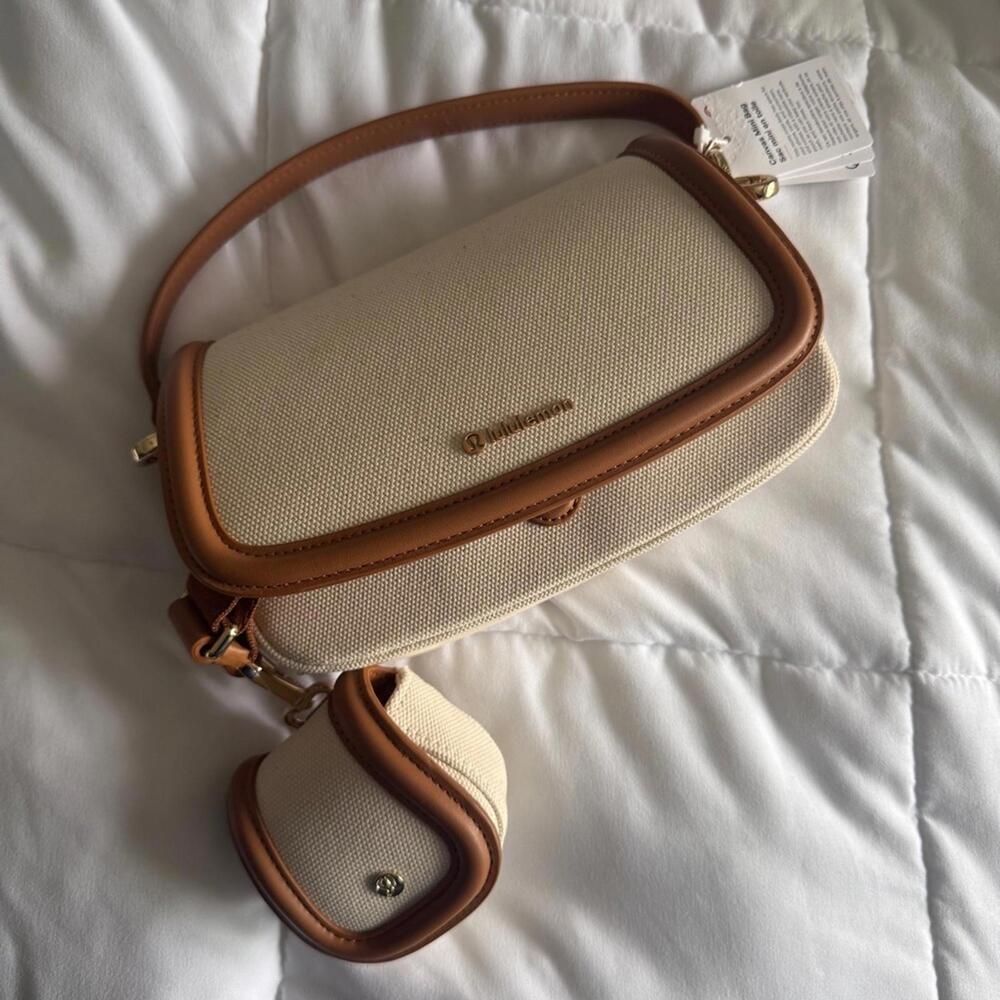 🆕🤎 Lululemon Canvas Mini Bag - Natural Chestnut Brown